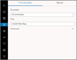 The expanded print menu displaying the print template tab.