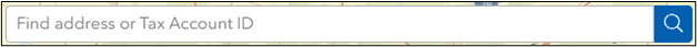 The map search bar with a search prompt "Find address or Tax Account ID"