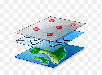 3 layers with land images on the bottom, line graph in the center, and the top layer has 4 red markers